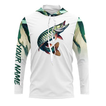 Load image into Gallery viewer, Musky ( Muskie) Fishing Green Scales Custom long sleeve Fishing Shirt, personalized fishing apparel NQS580