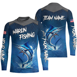 Blue camo Marlin fishing Custom performance long sleeve team Marlin fishing tournament shirts NQS8239