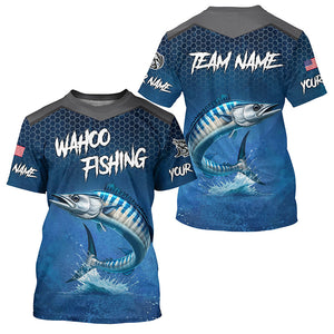 Blue camo Wahoo fishing Custom performance long sleeve team Wahoo fishing tournament shirts NQS8240