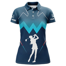 Load image into Gallery viewer, Womens golf polo shirts custom name ladies&#39;s golf apparel, gifts for golf lovers | Blue NQS8242