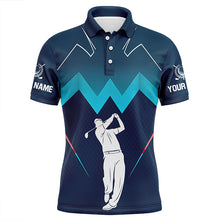 Load image into Gallery viewer, Mens golf polo shirt custom name men&#39;s golf apparel, gifts for golf lovers | Blue NQS8242