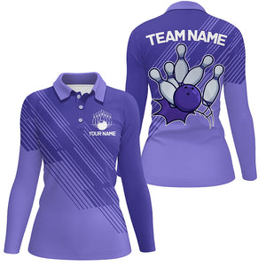 Custom Bowling Shirts For Women, Personalized Bowling Team Jerseys | Purple NQS8925