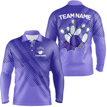 Load image into Gallery viewer, Custom Bowling Shirts For Men, Personalized Bowling Team Jerseys | Purple NQS8925