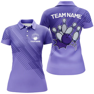 Custom Bowling Shirts For Women, Personalized Bowling Team Jerseys | Purple NQS8925