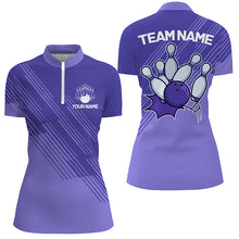 Load image into Gallery viewer, Custom Bowling Shirts For Women, Personalized Bowling Team Jerseys | Purple NQS8925