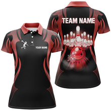 Load image into Gallery viewer, Black and Red Custom Bowling Polo, Quarter Zip Shirts For Women, Personalized Bowling Team Jerseys NQS8927