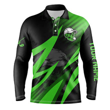Load image into Gallery viewer, Black and green golf skull Mens golf polo shirt custom golf outfits men, cool golf gifts NQS7463