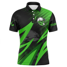 Load image into Gallery viewer, Black and green golf skull Mens golf polo shirt custom golf outfits men, cool golf gifts NQS7463