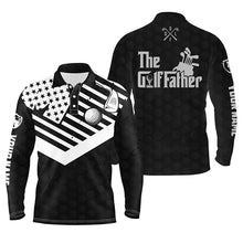 Load image into Gallery viewer, Mens golf polo shirt custom black white American flag patriotic the golf father golf shirts for dad NQS5448