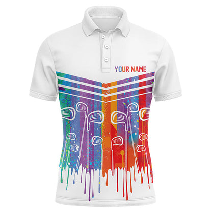 Rainbow Color Golf clubs Men golf polo shirts custom white golf apparel for men, cool golf gifts NQS8248