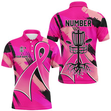 Load image into Gallery viewer, Pink ribbons Breast Cancer Mens disc golf polo shirt custom team breast cancer frisbee golf jersey NQS8702