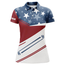 Load image into Gallery viewer, Red, white and blue American Flag Women golf polo shirt custom patriotic golf outfit for women NQS8707