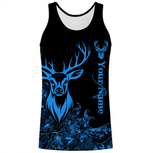 Deer Hunting Blue Camo Customize Name 3D All Over Printed Shirts Personalized Hunting gift NQS2627