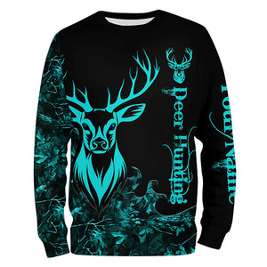 Deer Hunting serenity blue Camo Customize Name 3D All Over Printed Shirts Personalized Hunting gifts NQS2628