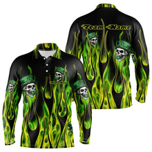 Load image into Gallery viewer, Green Flame clover skull St Patrick&#39;s Day Mens bowling shirts Custom Lucky Bowling Team Jerseys NQS9379
