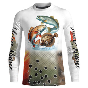 Texas inshore slam Fishing Redfish, speckled trout, flounder fishing scales Custom fishing jerseys NQS2950