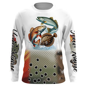 Texas inshore slam Fishing Redfish, speckled trout, flounder fishing scales Custom fishing jerseys NQS2950