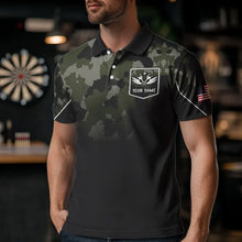 Load image into Gallery viewer, Black Green Camo Men Darts Shirts Custom American Flag patriotic Team Darts Jersey NQS9523