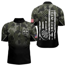 Load image into Gallery viewer, Black Green Camo Men Darts Shirts Custom American Flag patriotic Team Darts Jersey NQS9523