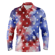 Load image into Gallery viewer, Red, white and blue tie dye mens golf polo shirts custom team golf shirts, golf gifts for men NQS5467