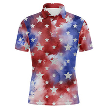 Load image into Gallery viewer, Red, white and blue tie dye mens golf polo shirts custom team golf shirts, golf gifts for men NQS5467