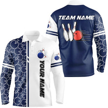 Load image into Gallery viewer, Mens polo bowling shirts Custom white and blue camo vintage bowling shirts, men bowling jerseys NQS7467