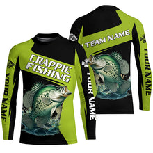 Load image into Gallery viewer, Black Green Crappie fishing Custom Long Sleeve Tournament Fishing Shirts, Crappie Fishing Jerseys NQS7476