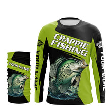 Load image into Gallery viewer, Black Green Crappie fishing Custom Long Sleeve Tournament Fishing Shirts, Crappie Fishing Jerseys NQS7476