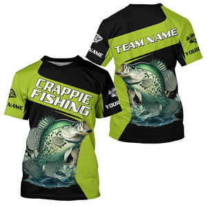 Black Green Crappie fishing Custom Long Sleeve Tournament Fishing Shirts, Crappie Fishing Jerseys NQS7476