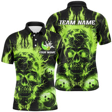 Load image into Gallery viewer, Green flame skull Bowling ball Mens bowling shirts custom bowling jerseys, bowl gifts NQS7629