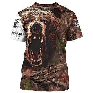 Bear Hunting Camo Customize Name 3D All Over Printed Shirts Personalized Hunting gifts NQS601