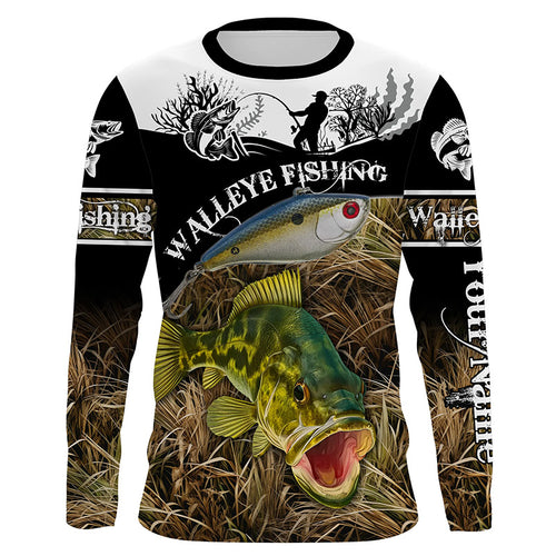 Walleye fish custom fishing shirts for men Performance Long Sleeve UV protection NQS998