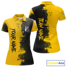 Load image into Gallery viewer, Yellow and Black Bowling Polo, Quarter Zip shirts for Women Custom Bowling Team Jerseys NQS10880