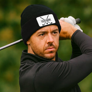 Personalized Golf Knit Beanie Hat Custom Winter Rectangle Patch Golf Beanie Hat, unique golf gifts NQS10888