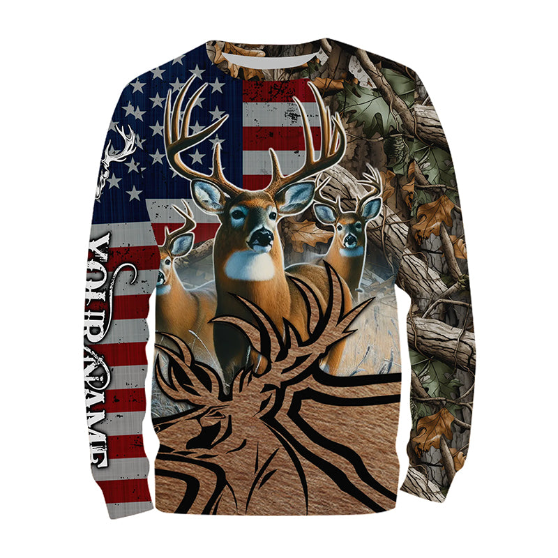 American Deer hunting camouflage shirt Customize Name 3D All Over Printed Shirts NQS1156