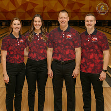 Load image into Gallery viewer, Red Hearts pattern Valentine matching bowling shirts for couples Custom Bowling Couple Outfits NQS11251