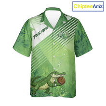 Load image into Gallery viewer, Funny Alligator Bowling Button-up Shirts Custom Alligator Bowling Team Hawaiian Jerseys | Green NQS11742