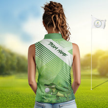 Load image into Gallery viewer, Funny Alligator Women Sleeveless Golf polo shirt Custom ladies golf outfit, funny golf gifts | Green NQS11743