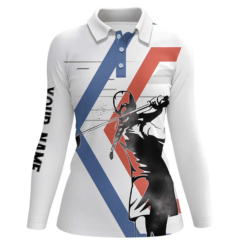 Womens golf polo shirts custom white golf wear women's clothes, golf team outfit NQS7832
