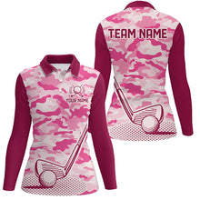 Load image into Gallery viewer, Pink Camo Women Golf Polo Shirts custom golf outfit for ladies, team golf shirt NQS8475