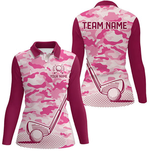 Pink Camo Women Golf Polo Shirts custom golf outfit for ladies, team golf shirt NQS8475