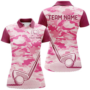 Pink Camo Women Golf Polo Shirts custom golf outfit for ladies, team golf shirt NQS8475