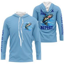 Load image into Gallery viewer, Tuna Fishing Custom sun protection Long Sleeve Performance Fishing shirts Eat Drink Fish Repeat | Blue NQS6611