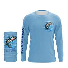 Load image into Gallery viewer, Tuna Fishing Custom sun protection Long Sleeve Performance Fishing shirts Eat Drink Fish Repeat | Blue NQS6611