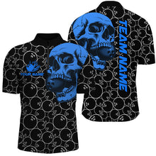 Load image into Gallery viewer, Black Bowling camo blue Skull bowling shirts for Men custom bowling team jerseys, gifts for bowlers NQS8725