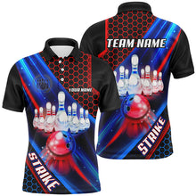 Load image into Gallery viewer, Blue and Red Light Strike Bowling Ball pins Bowling shirts for Men custom Team bowling jerseys NQS8733
