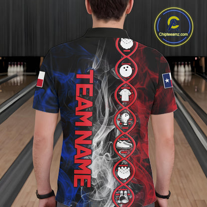 Red, White & Blue Smoke Texas Flag Patriotic Team Bowling Shirt For Men Custom It's in my DNA Shirts NQS11265