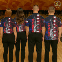 Load image into Gallery viewer, Red, White &amp; Blue Smoke Texas Flag Patriotic Team Bowling Shirt For Women Custom It's in my DNA Shirt NQS11265