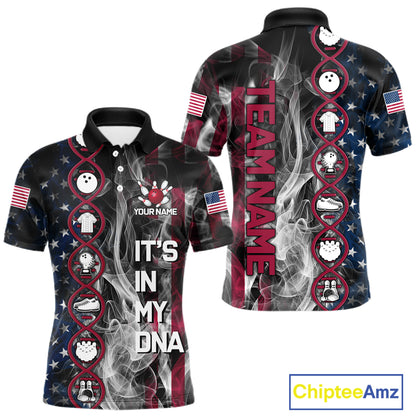 Red, White & Blue Smoke American Flag Patriotic Team Mens Bowling Shirt Custom It's in my DNA Shirts NQS11266