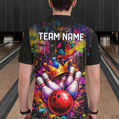 Colorful bowling jerseys Bowling Polo, 1/4 Zip Shirt for Men Custom Bowling Team shirts for bowlers NQS11473